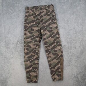 APC Mens Camo Tapered Utility Pants XS Green Brown French Camouflage Zipper Cuff